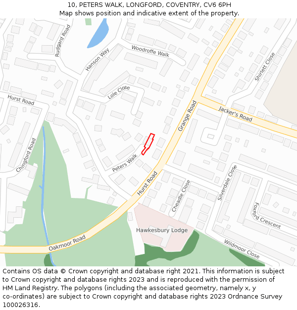 10, PETERS WALK, LONGFORD, COVENTRY, CV6 6PH: Location map and indicative extent of plot