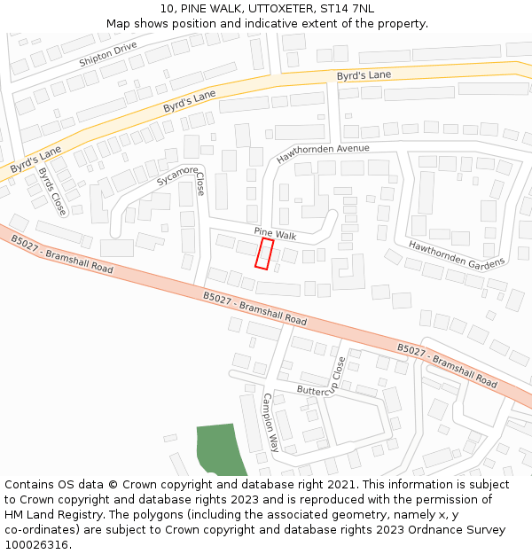 10, PINE WALK, UTTOXETER, ST14 7NL: Location map and indicative extent of plot