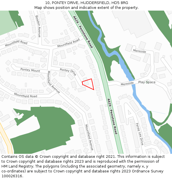 10, PONTEY DRIVE, HUDDERSFIELD, HD5 8RG: Location map and indicative extent of plot