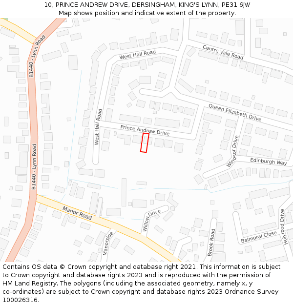 10, PRINCE ANDREW DRIVE, DERSINGHAM, KING'S LYNN, PE31 6JW: Location map and indicative extent of plot