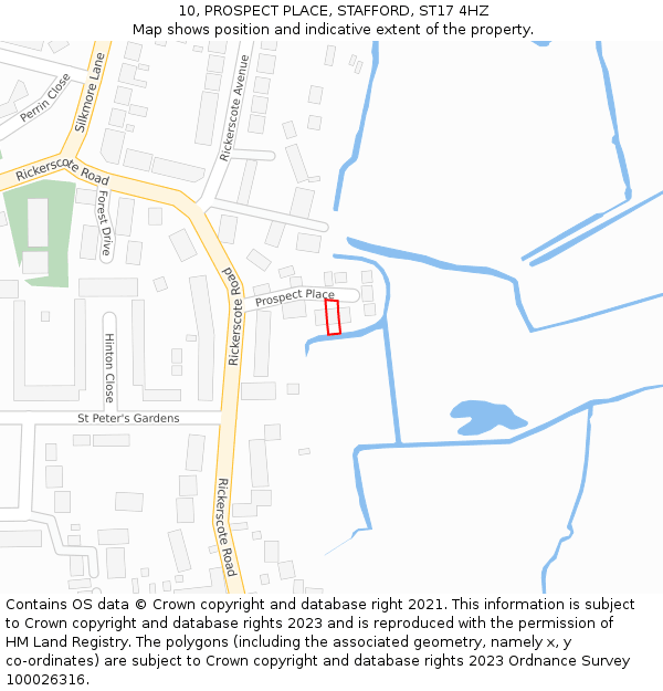 10, PROSPECT PLACE, STAFFORD, ST17 4HZ: Location map and indicative extent of plot