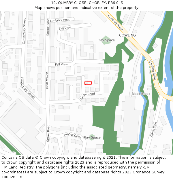 10, QUARRY CLOSE, CHORLEY, PR6 0LS: Location map and indicative extent of plot