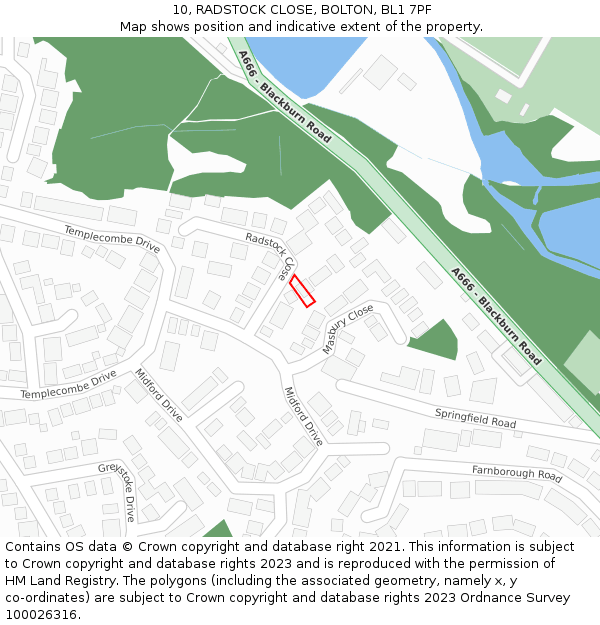 10, RADSTOCK CLOSE, BOLTON, BL1 7PF: Location map and indicative extent of plot