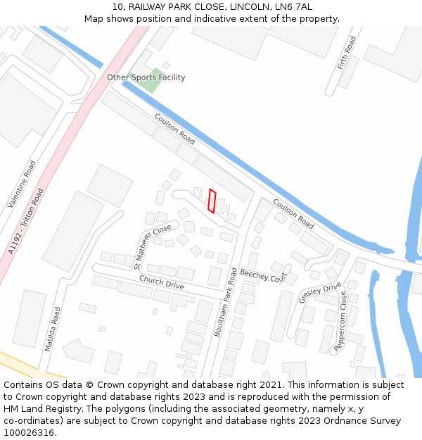 10, RAILWAY PARK CLOSE, LINCOLN, LN6 7AL: Location map and indicative extent of plot