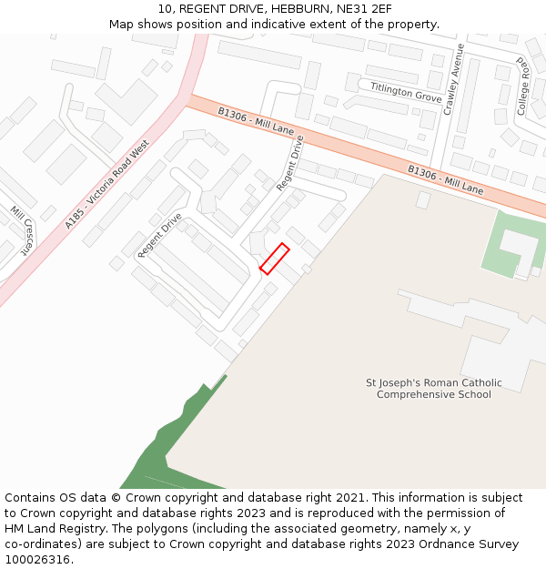 10, REGENT DRIVE, HEBBURN, NE31 2EF: Location map and indicative extent of plot