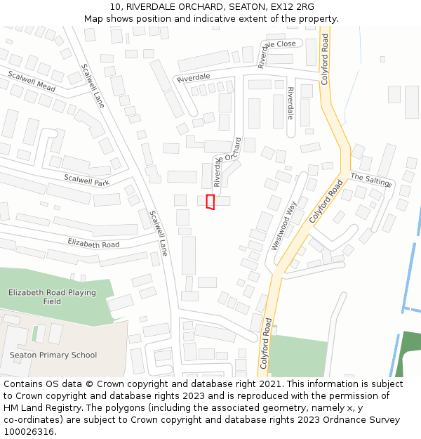 10, RIVERDALE ORCHARD, SEATON, EX12 2RG: Location map and indicative extent of plot