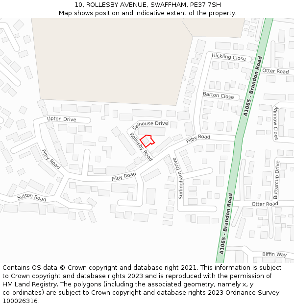 10, ROLLESBY AVENUE, SWAFFHAM, PE37 7SH: Location map and indicative extent of plot