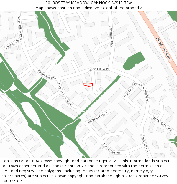 10, ROSEBAY MEADOW, CANNOCK, WS11 7FW: Location map and indicative extent of plot
