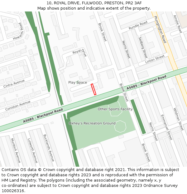 10, ROYAL DRIVE, FULWOOD, PRESTON, PR2 3AF: Location map and indicative extent of plot