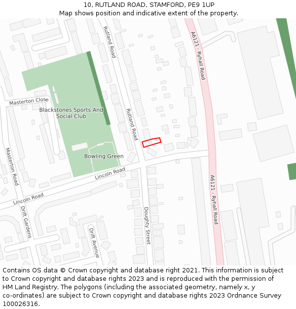 10, RUTLAND ROAD, STAMFORD, PE9 1UP: Location map and indicative extent of plot