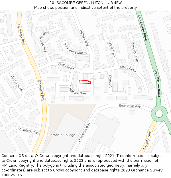 10, SACOMBE GREEN, LUTON, LU3 4EW: Location map and indicative extent of plot