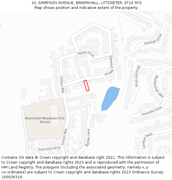 10, SAMPSON AVENUE, BRAMSHALL, UTTOXETER, ST14 5FG: Location map and indicative extent of plot