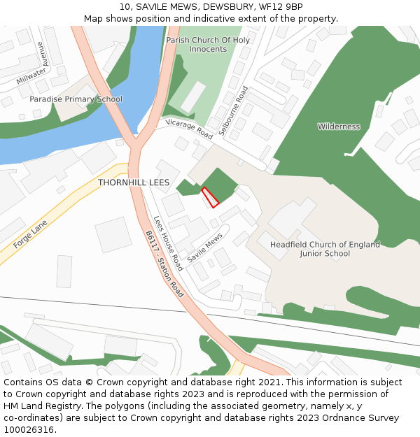 10, SAVILE MEWS, DEWSBURY, WF12 9BP: Location map and indicative extent of plot