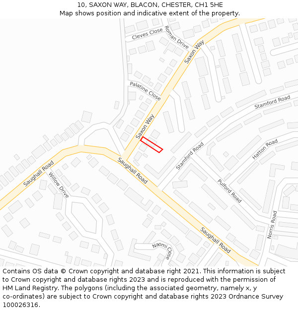 10, SAXON WAY, BLACON, CHESTER, CH1 5HE: Location map and indicative extent of plot