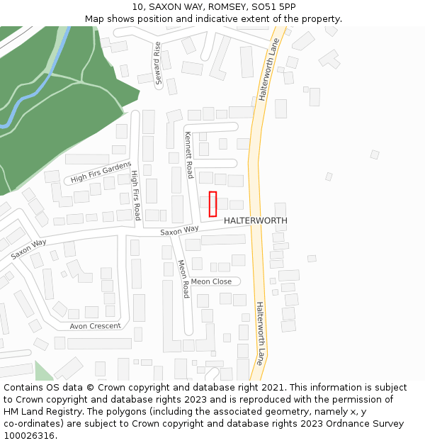 10, SAXON WAY, ROMSEY, SO51 5PP: Location map and indicative extent of plot