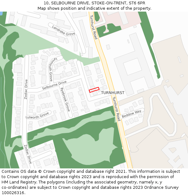 10, SELBOURNE DRIVE, STOKE-ON-TRENT, ST6 6PR: Location map and indicative extent of plot