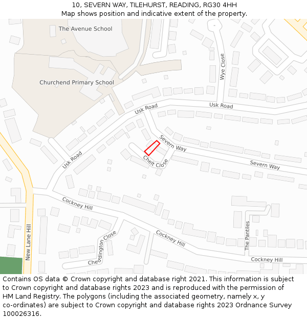 10, SEVERN WAY, TILEHURST, READING, RG30 4HH: Location map and indicative extent of plot