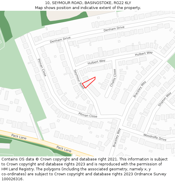10, SEYMOUR ROAD, BASINGSTOKE, RG22 6LY: Location map and indicative extent of plot