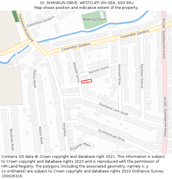10, SHANKLIN DRIVE, WESTCLIFF-ON-SEA, SS0 9XU: Location map and indicative extent of plot