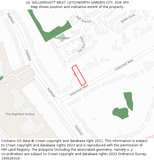 10, SOLLERSHOTT WEST, LETCHWORTH GARDEN CITY, SG6 3PX: Location map and indicative extent of plot