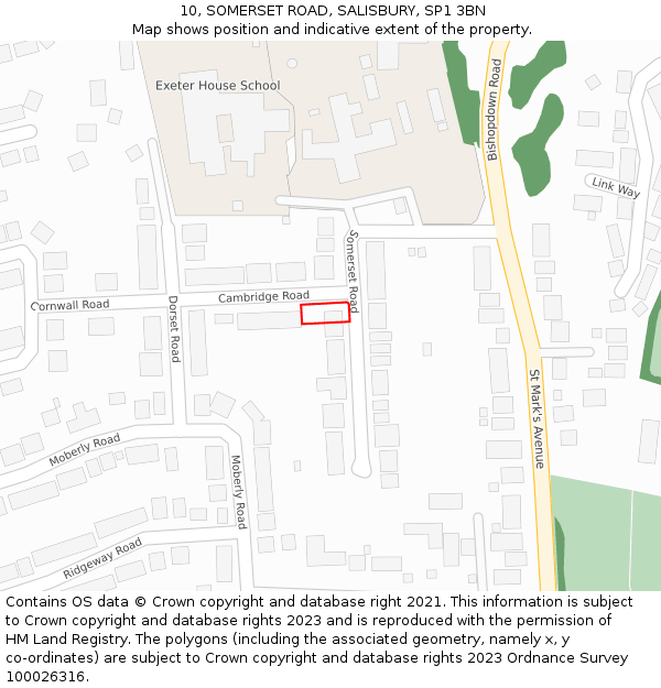 10, SOMERSET ROAD, SALISBURY, SP1 3BN: Location map and indicative extent of plot