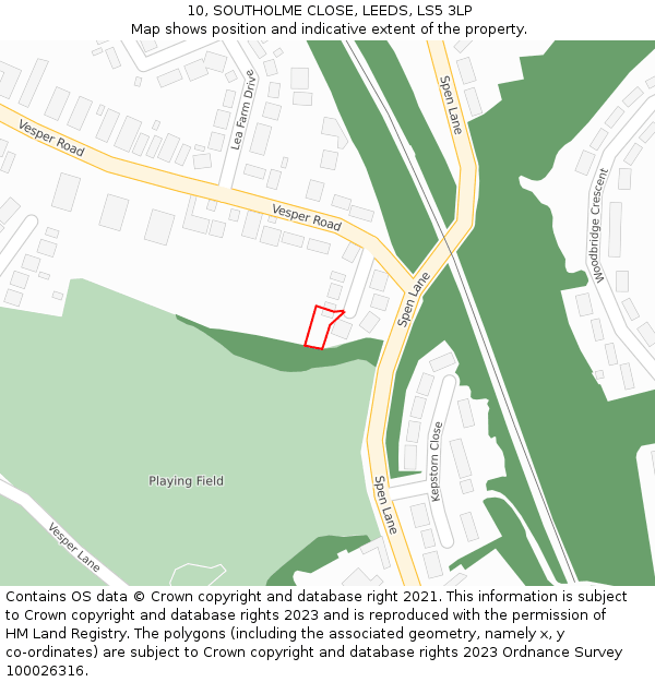 10, SOUTHOLME CLOSE, LEEDS, LS5 3LP: Location map and indicative extent of plot