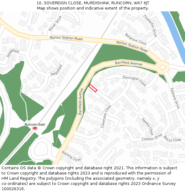 10, SOVEREIGN CLOSE, MURDISHAW, RUNCORN, WA7 6JT: Location map and indicative extent of plot