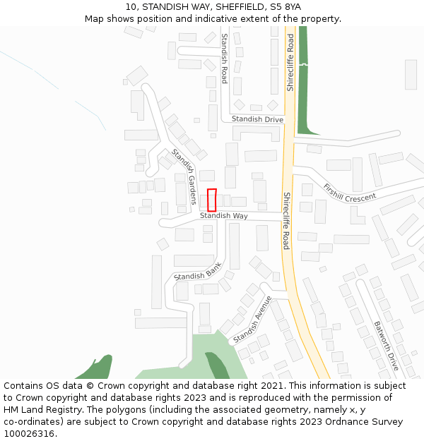 10, STANDISH WAY, SHEFFIELD, S5 8YA: Location map and indicative extent of plot