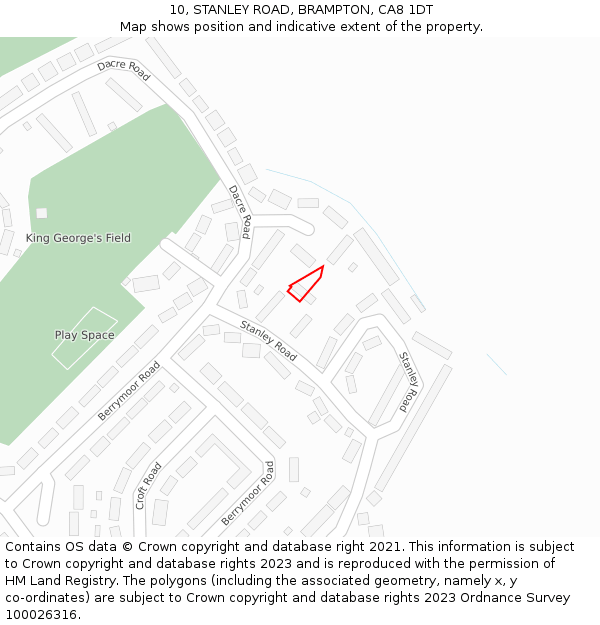 10, STANLEY ROAD, BRAMPTON, CA8 1DT: Location map and indicative extent of plot