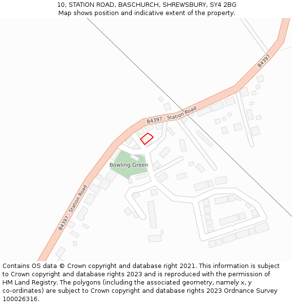 10, STATION ROAD, BASCHURCH, SHREWSBURY, SY4 2BG: Location map and indicative extent of plot