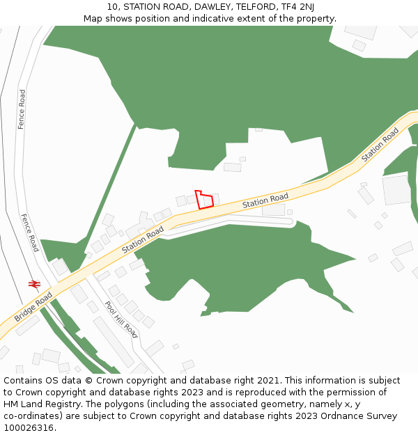 10, STATION ROAD, DAWLEY, TELFORD, TF4 2NJ: Location map and indicative extent of plot