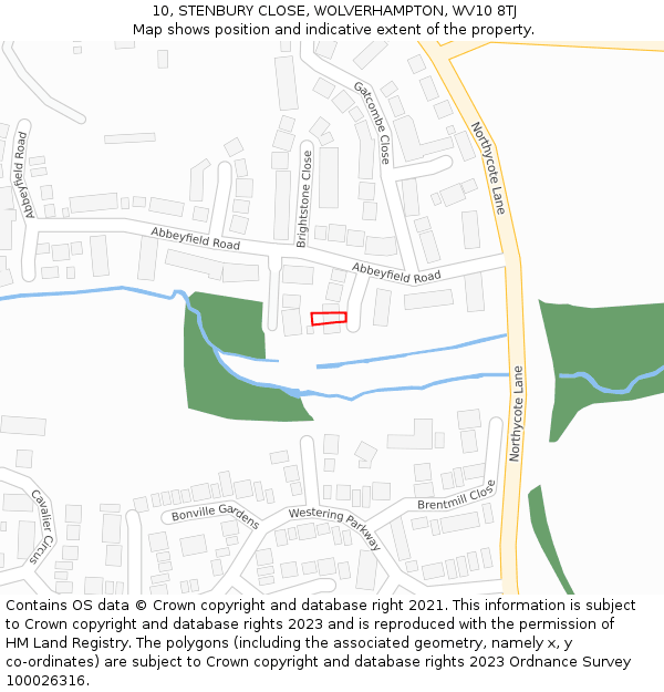 10, STENBURY CLOSE, WOLVERHAMPTON, WV10 8TJ: Location map and indicative extent of plot