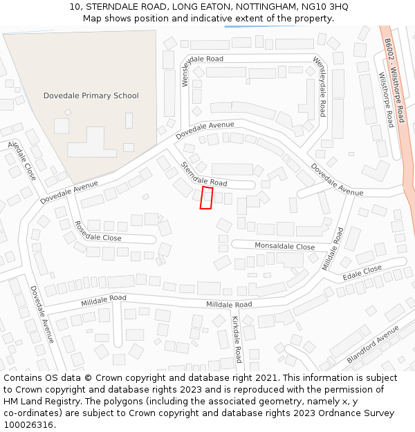 10, STERNDALE ROAD, LONG EATON, NOTTINGHAM, NG10 3HQ: Location map and indicative extent of plot