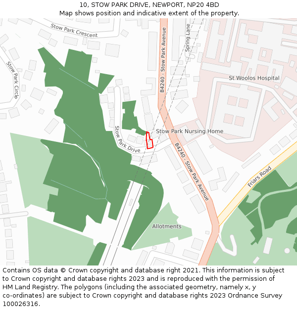 10, STOW PARK DRIVE, NEWPORT, NP20 4BD: Location map and indicative extent of plot