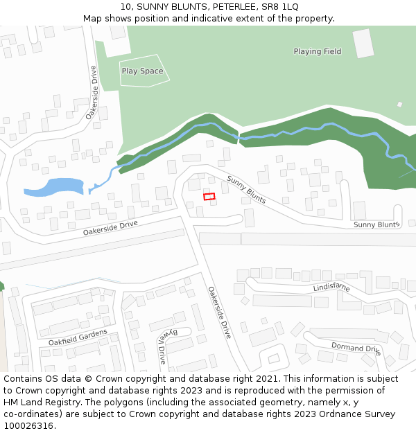 10, SUNNY BLUNTS, PETERLEE, SR8 1LQ: Location map and indicative extent of plot