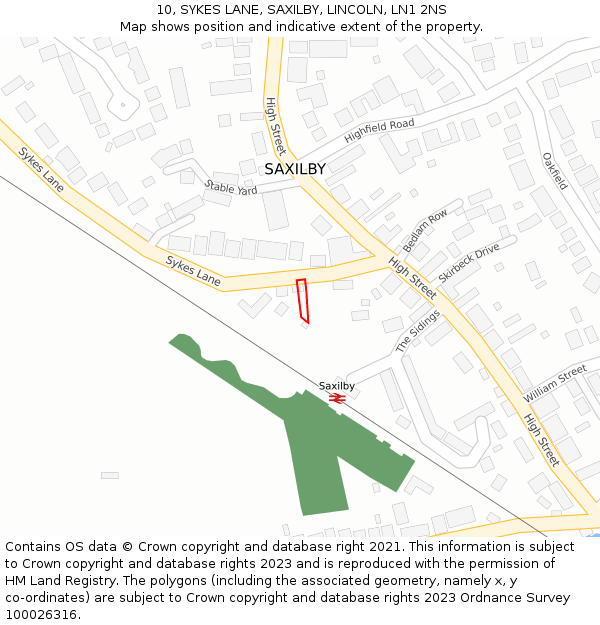 10, SYKES LANE, SAXILBY, LINCOLN, LN1 2NS: Location map and indicative extent of plot
