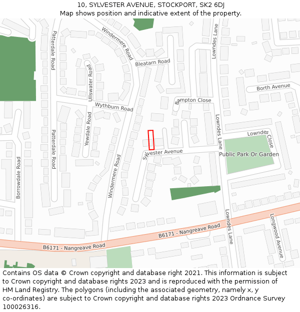 10, SYLVESTER AVENUE, STOCKPORT, SK2 6DJ: Location map and indicative extent of plot