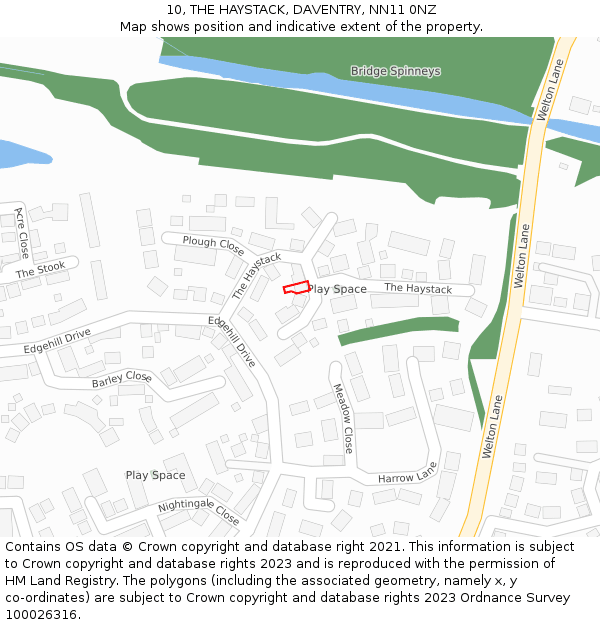 10, THE HAYSTACK, DAVENTRY, NN11 0NZ: Location map and indicative extent of plot
