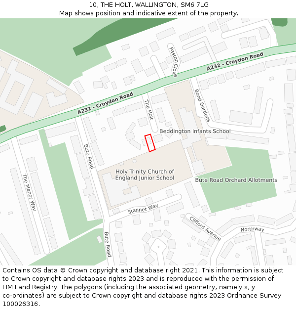 10, THE HOLT, WALLINGTON, SM6 7LG: Location map and indicative extent of plot