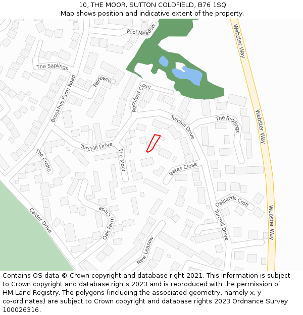 10, THE MOOR, SUTTON COLDFIELD, B76 1SQ: Location map and indicative extent of plot