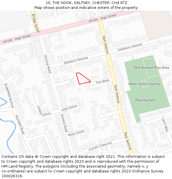 10, THE NOOK, SALTNEY, CHESTER, CH4 8TZ: Location map and indicative extent of plot