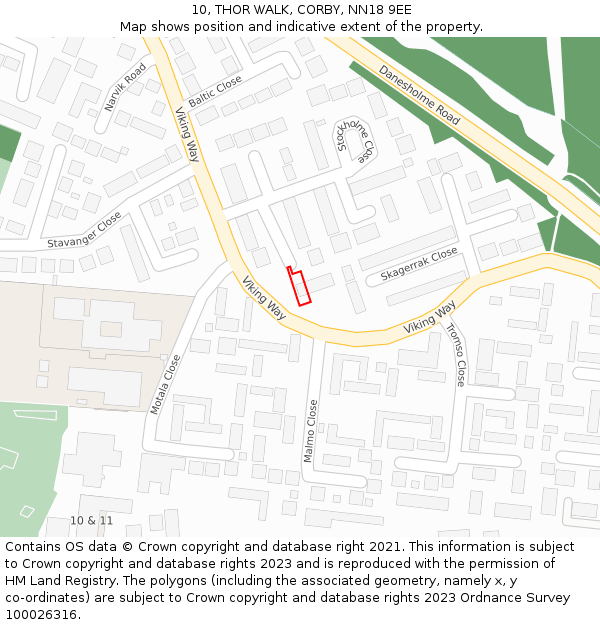 10, THOR WALK, CORBY, NN18 9EE: Location map and indicative extent of plot
