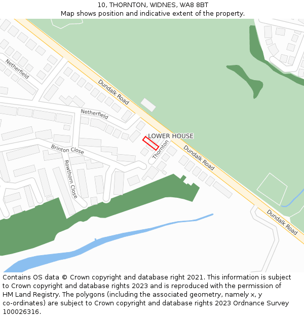 10, THORNTON, WIDNES, WA8 8BT: Location map and indicative extent of plot