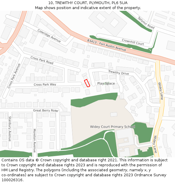 10, TREWITHY COURT, PLYMOUTH, PL6 5UA: Location map and indicative extent of plot