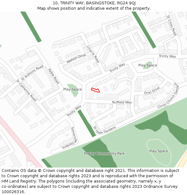 10, TRINITY WAY, BASINGSTOKE, RG24 9QJ: Location map and indicative extent of plot