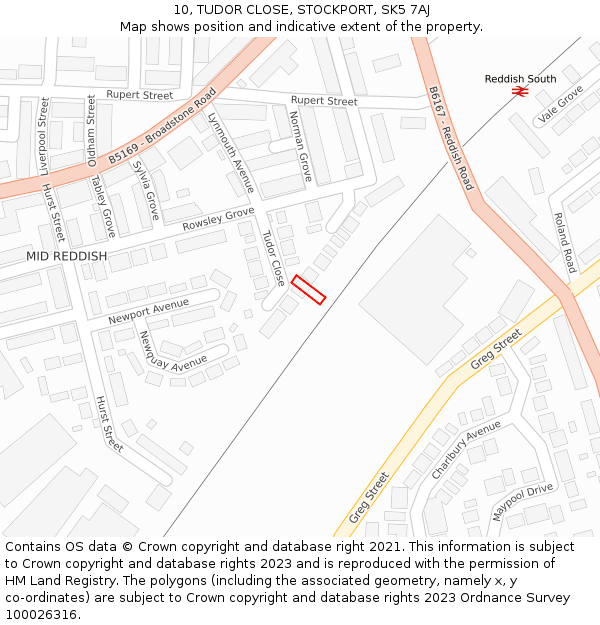 10, TUDOR CLOSE, STOCKPORT, SK5 7AJ: Location map and indicative extent of plot