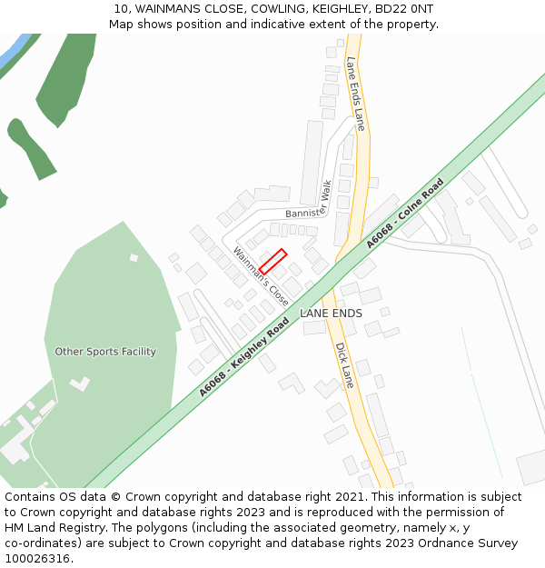 10, WAINMANS CLOSE, COWLING, KEIGHLEY, BD22 0NT: Location map and indicative extent of plot