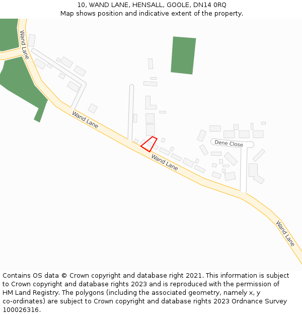 10, WAND LANE, HENSALL, GOOLE, DN14 0RQ: Location map and indicative extent of plot