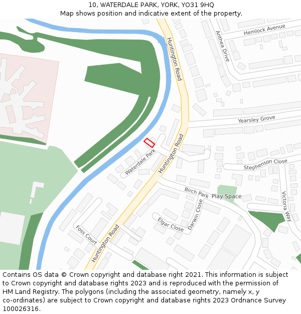 10, WATERDALE PARK, YORK, YO31 9HQ: Location map and indicative extent of plot