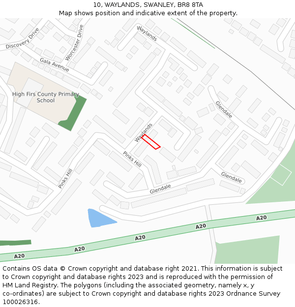 10, WAYLANDS, SWANLEY, BR8 8TA: Location map and indicative extent of plot